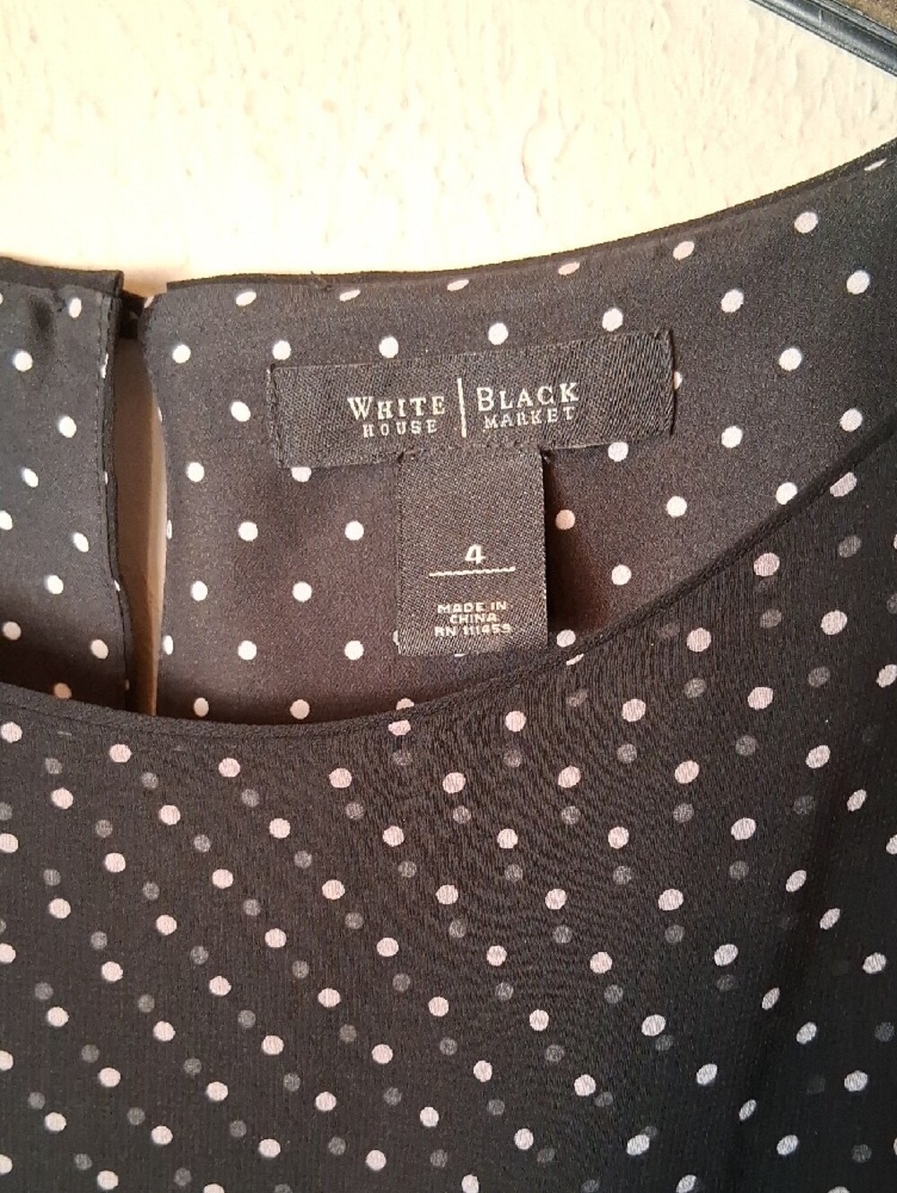 White House Black Market Black Polka Dot Midi Dress with Border Print - Picture 2 of 8